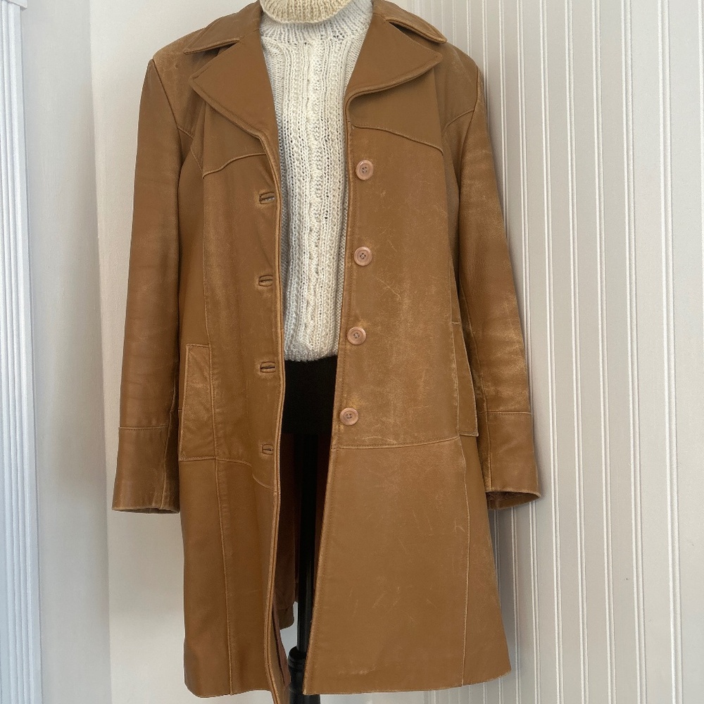 Genuine Distressed Screaming Eagle Tan Leather Jacket